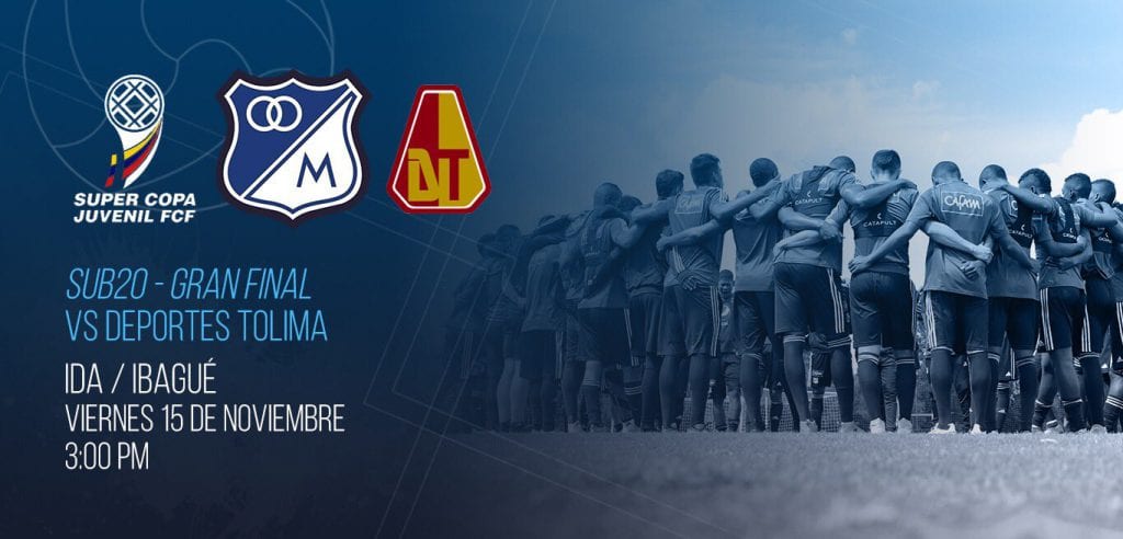 Este viernes se jugará la final de Supercopa Juvenil Millonarios vs Tolima